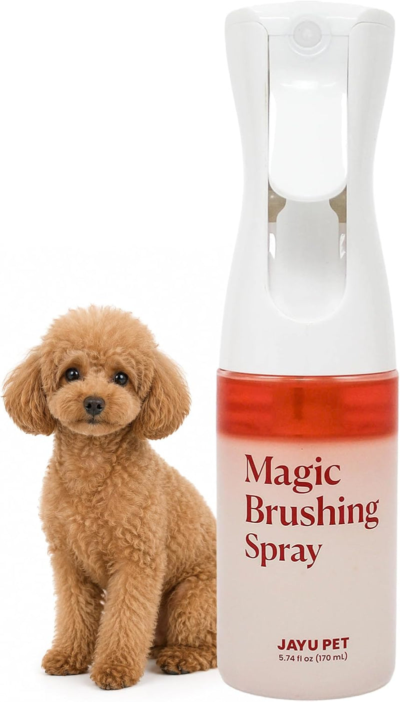 JAYU PET Magic Brushing Spray - Fur Detangler & Dematting Solution, Hypoallergenic Deodorizer, Conditioner & Itch Relief, Shining & Grooming Spray for Dogs (5.8fl oz, 170ml)
