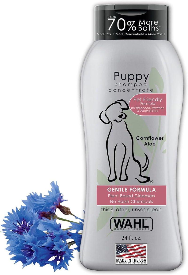 Wahl USA Gentle Puppy Shampoo for Pets – Cornflower Scent for Grooming Dirty Dogs - 24 Oz - Model 820002A