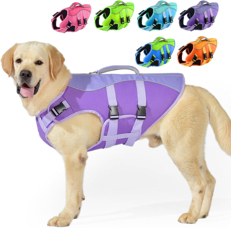 PETDSH Dog Life Jacket Medium, High Flotation Dog Life Vest for Swimming Boating, Reflective Puppy Lifejacket with Super
