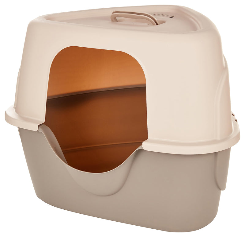 Amazon Basics Cat Litter Box with Lid, No-Mess, Spacious Enclosed Design with Odor Control, Easy Access, Stain Resistant, 26