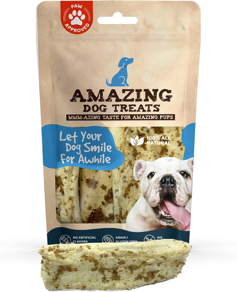 Amazing Dog Treats - Beef Cheek Strips Premium Dog Chew (Bully Dust 6 Inch - 12 Pack) - NO Odor - Thick Cut - Rawhide Al