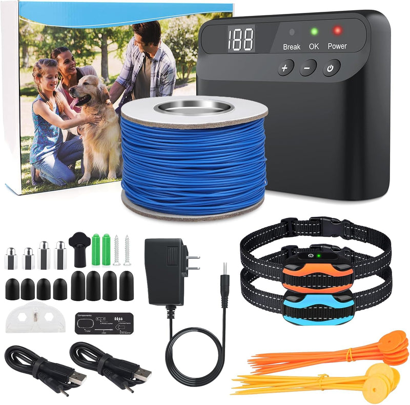 PcEoTllar Electric Fence for Dogs, Underground Dog Fence System, 2 Collars