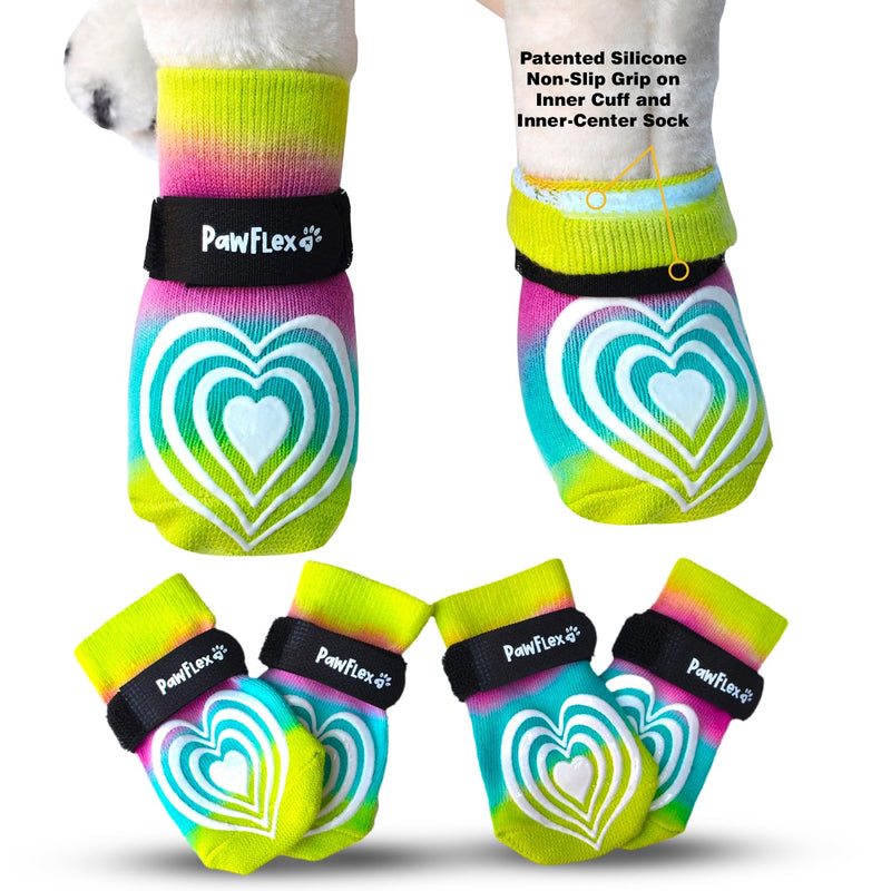 Medical Therapeutic Double Sided Non-Slip Cotton Dog Socks | PawFlex Comfy Pawz Silicone grip on Inner Cuff No Twisting or Sliding Off | Senior & Disabled dog Traction Control |Pet Paw Protection
