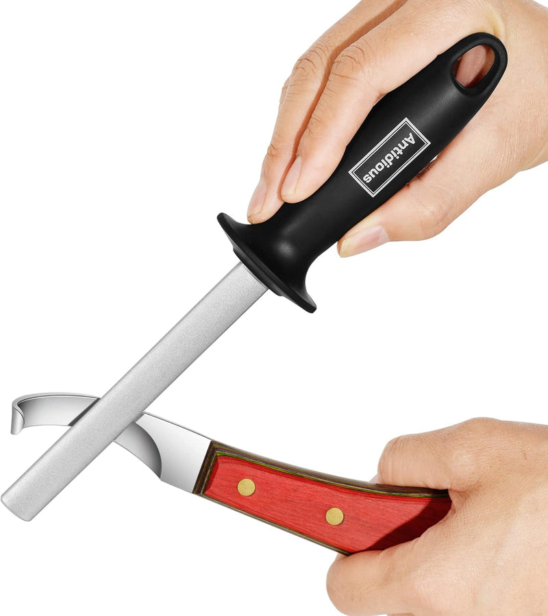 Antidious Hoof Knife Sharpener, 5 inch Farrier tool Honing Rod with Diamond Coated to Keep Hoof Knives and Cutting Instr