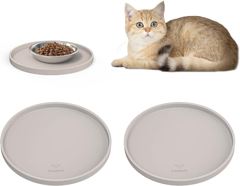 Arespark Pet Silicone Food Mat, 8in x 8in Nonslip Waterproof Feeding Bowl Mat with Raised Edges for Food and Water Preve