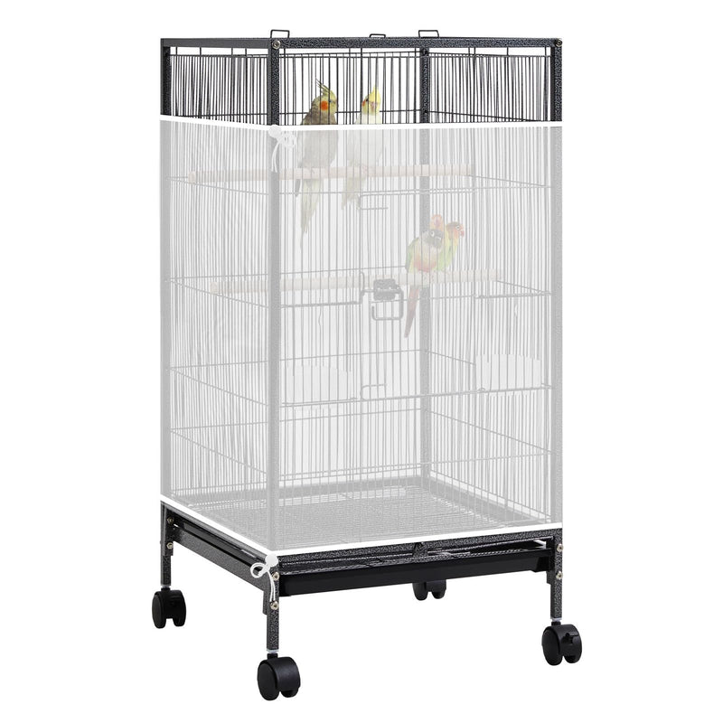 Trinkrittey Large Bird Cage Seed Catcher, 31 x 118 inches Adjustable Large Bird Cage Cover Elastic Band Mesh Cages Cover Skirt Nylon Mesh for Parakeet Parrot Cages