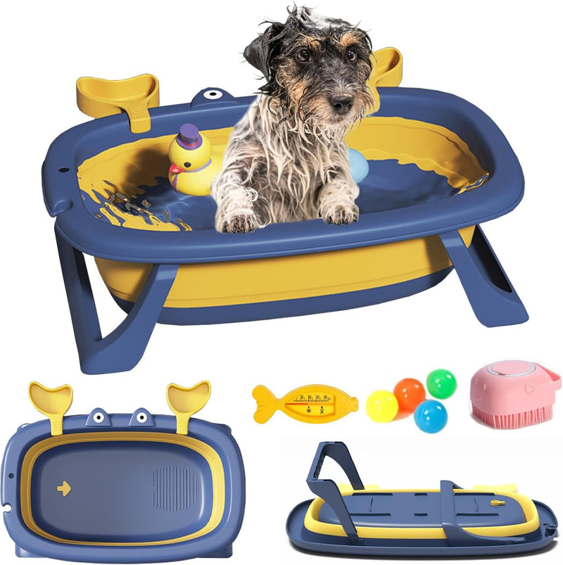 Dog Bath Tub with Dog Toys,Pet Bathtub, Portable Puppy Bathtub for Easy Baths and Easy Storage, Dog Bath Tubs for Small