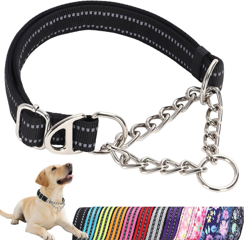 Martingale Collar for Dogs with Chain,Heavy Duty Dog Collar for Medium Dogs
