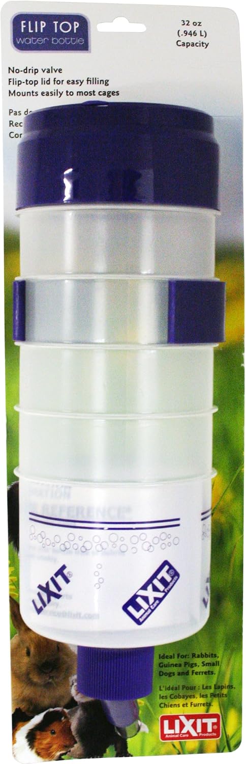 Lixit® Lever Valve Top Fill No Drip Water Bottles for Rabbits, Chinchillas, Ferrets, Guinea Pigs and Adult Rats (Purple