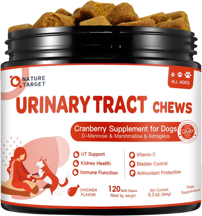 NATURE TARGET Dog UTI Treatment, Cranberry Supplement for Dogs 120 Chews