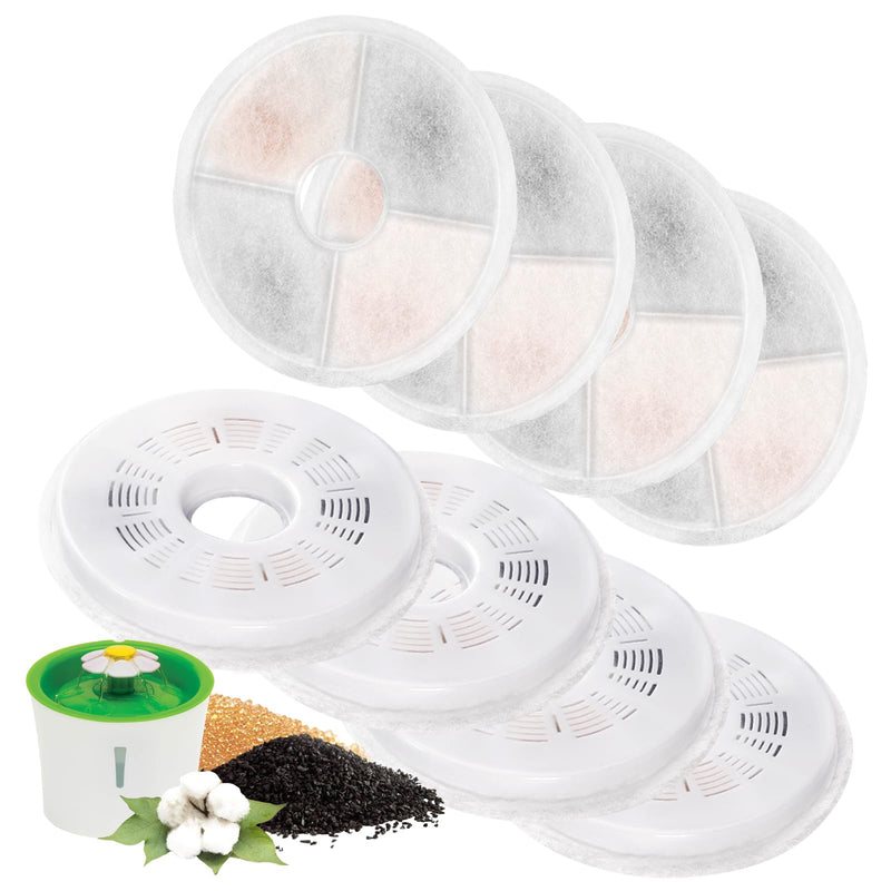 8 Pack Cat Water Fountain Replacement Filters Fit for 3L Flower Water Dispenser Automatic Pet Dog Cat Fountain Filter
