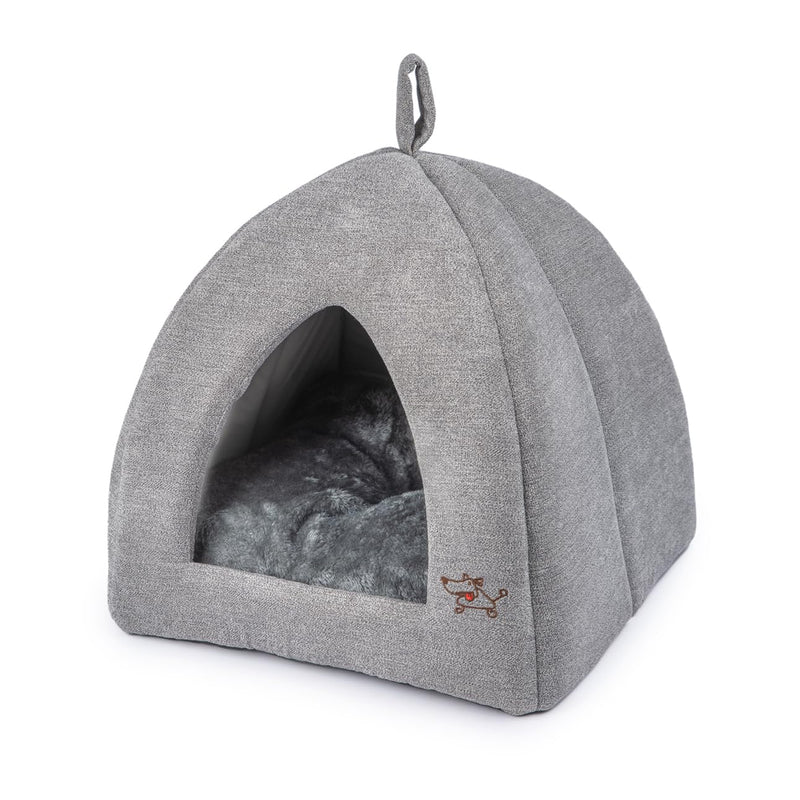 Best Pet Supplies Cat Bed for Indoor Cat, Domed Tent House with Removable Pillow, Covered Cat Cave for Small Dog, Puppies and All Breeds of Cats - Gray, 20 x 20 x H:22