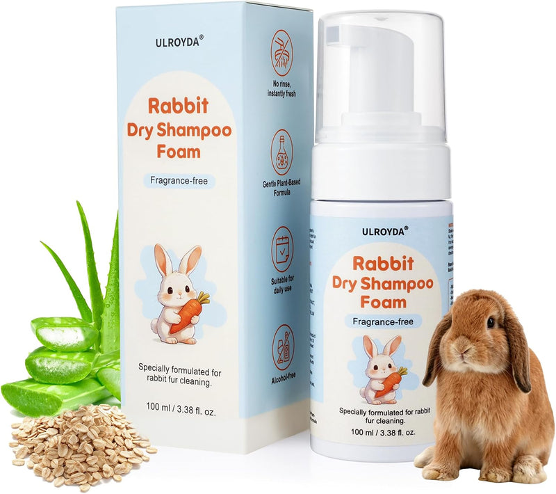 Waterless Rabbit Shampoo | Fragrance-Free & No Rinse Cleanser for Small Pets | Gentle for Sensitive Skin, Ideal for Ferr