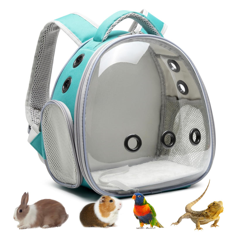 Ioview Portable Travel pet Backpack Carrier Hamster Bag Guinea Pig Bird Small Dog cat Turtle Carrier Rabbit Cage Squirrel Bearded Dragon Breathable Hangbag (Green)