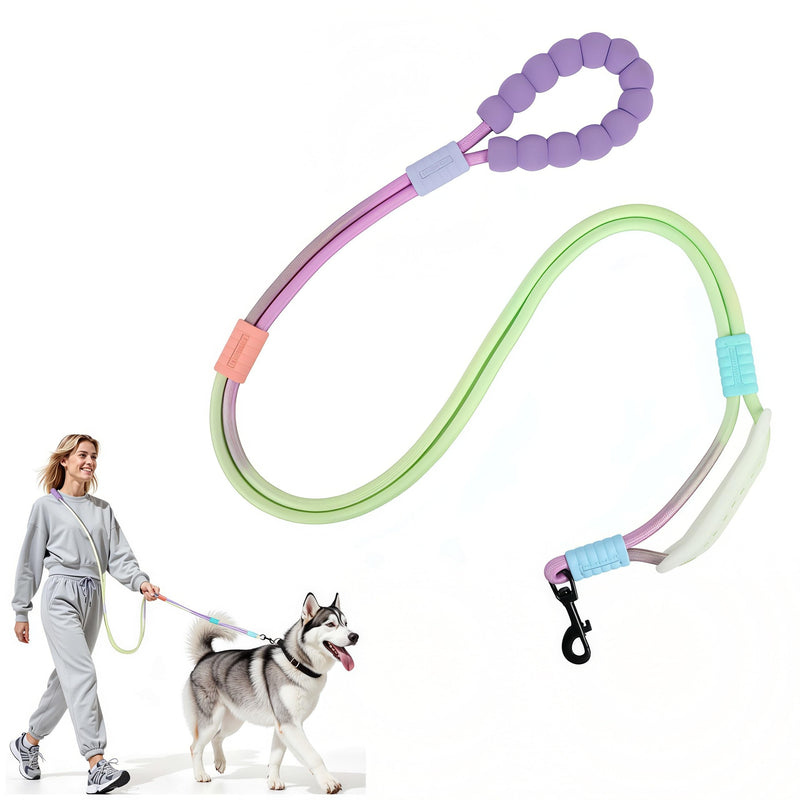 EffiBrill Hands Free Dog Leash Dual Handle, Wearable Leashes for Dogs, Padded Waist Belts and Rotating Metal Clip, for Medium and Large Dogs Walking Training Running, 6.5FT, Purple-Green