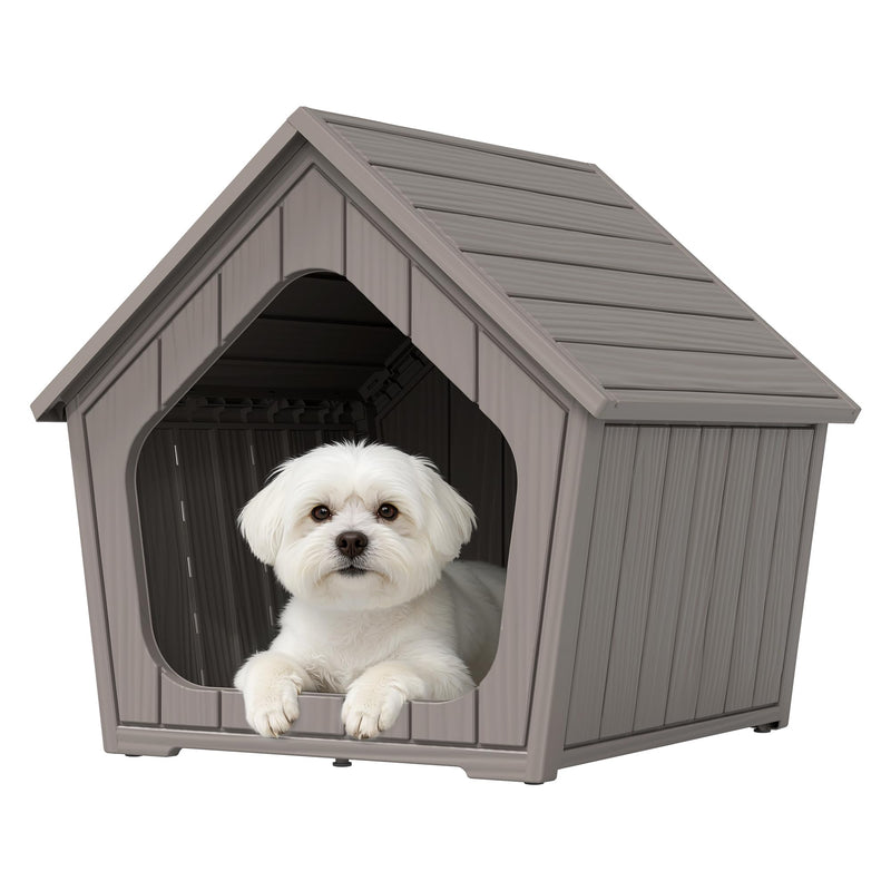 Bifanuo Dog House Outdoor Indoor for Small Dogs - Plastic Pet Shelter, Easy-Assemble & Weather-Resistant for Living Room, Balcony (Grey, 18