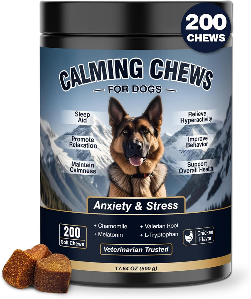 Calming Chews for Dogs 200ct Anxiety and Stress Relief Melatonin Chicken
