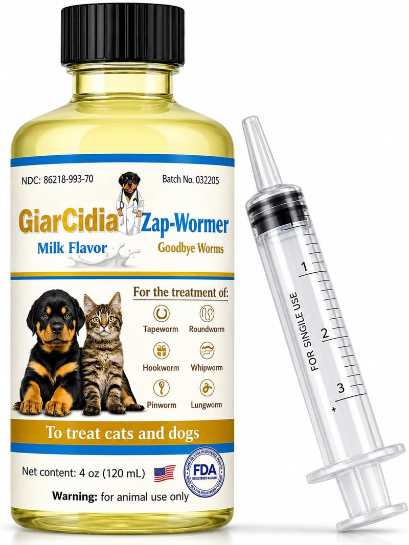 No More Worms in Cats and Dogs- Dewormer for Cats and Dewormer for Dogs - Milk Flavours 120 mL / 4 oz Glass Bottle – Inc
