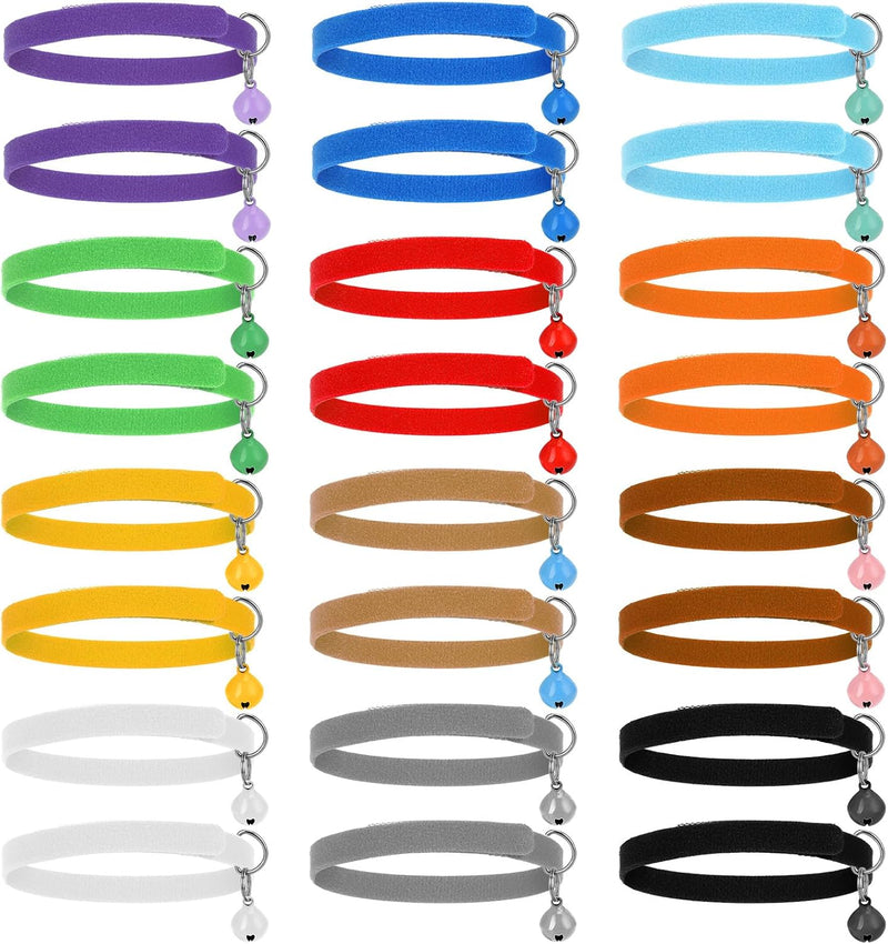 24Pcs Newborn Kitten Collars Tiny Kitten Collar with Bells Baby Puppy Whelping Collars for Small Newborn Kittens Puppies