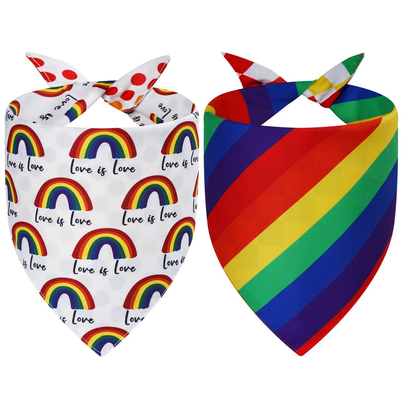 Agroon Pride Dog Bandanas Large 2PCS, 4 Pattern Colorful Scarf for Boy and Girl, Triangle Reversible Bibs Breed for Puppy Cats Pets