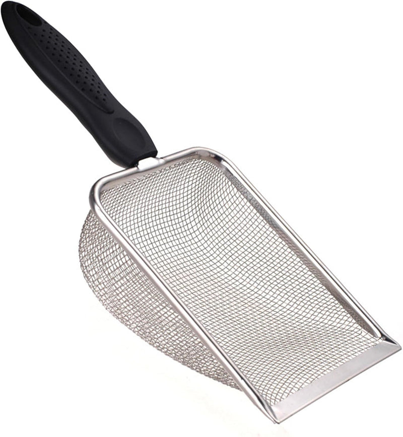 SunGrow Reptile Sand Scoop, Stainless Steel Sifter for Lizard, Gecko & Snake Habitat, Substrate Scoop, Non-Slip Handle,