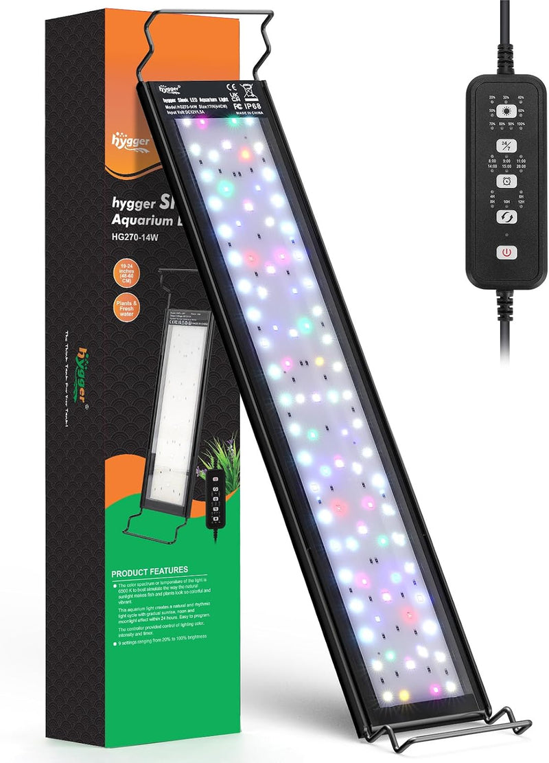 hygger IP68 Waterproof LED Aquarium Light 24/7 Cycle Full Spectrum Fish Tank Light with Timer Adjustable Brightness 12 C