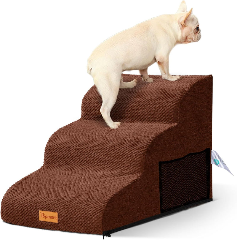 Dog Stairs for Small Dogs, 3-Step Non-Slip Foam Pet Steps for Couch Bed