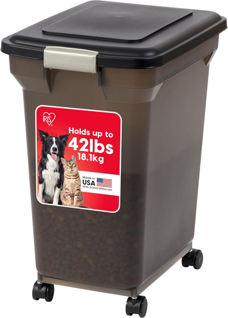 IRIS USA Dog Food Storage Container, Up to 42 lbs, Smoke, Made in USA