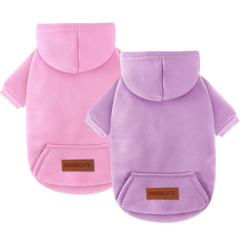 2 Pack Dog Hoodie Warm Hood Dog Sweater Cold Weather Small Dogs Sweatshirt Comfort Pet Clothes for Small Medium Dogs with Pockets Cats Chihuahua Clothes for Male Female Girl Boy Sporty Daily Wear