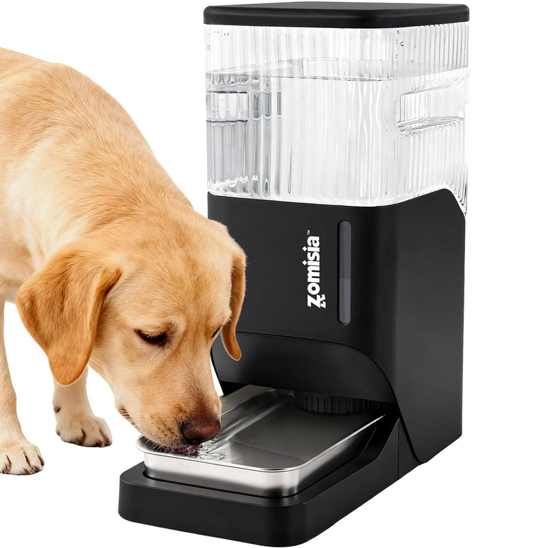 ZOMISIA Automatic Dog Water Dispenser 11L with Stainless Steel Bowl, Gravity Extra Large Capacity Water Bowl for Large-Sized Dogs, 3 Gallon Pet Waterer 100% BPA Free, Black