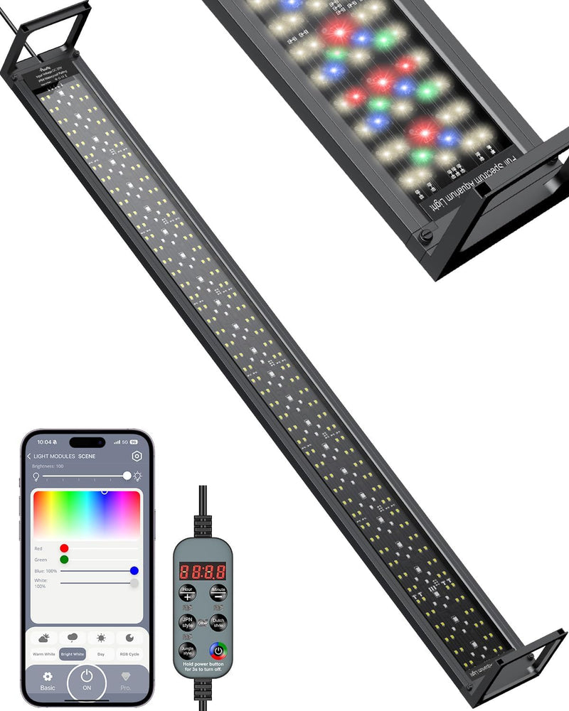Pawfly Aquarium Light for Plants, 42 W Bluetooth Fish Tank Light, Full Spectrum Aquarium Lights for 48