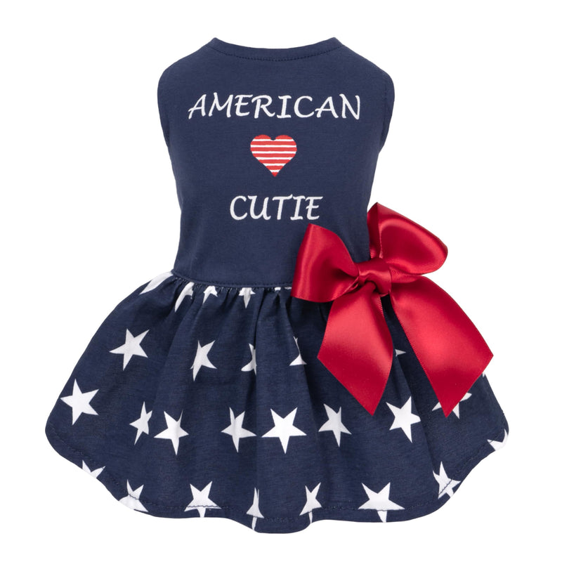 Fitwarm 100% Cotton 4th of July American Cutie Dog Clothes Memorial Day Dog Outfits Patriotic Dresses Doggie Dress Pet Cat Apparel Blue Small