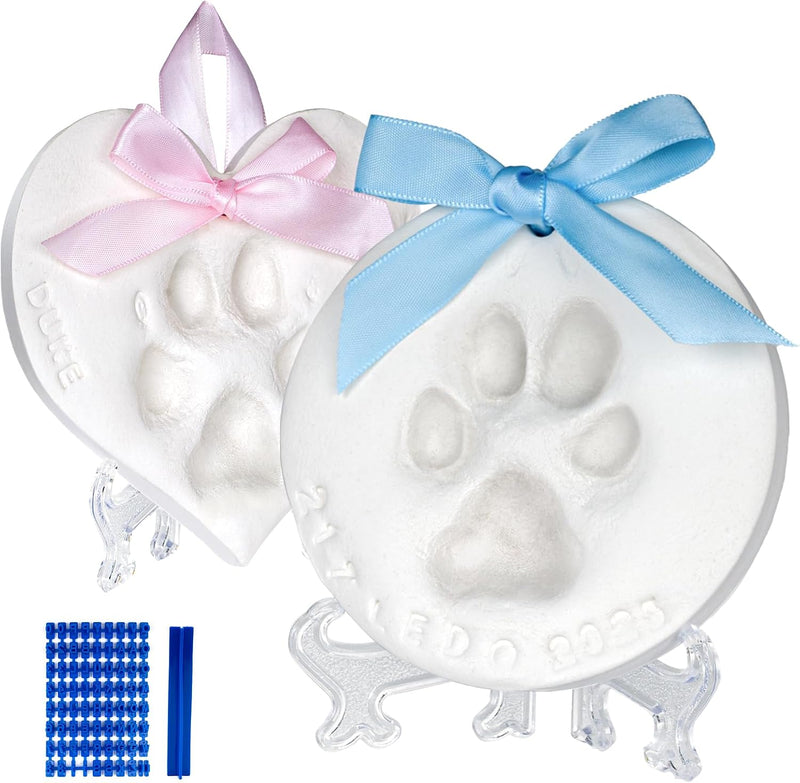 Dog Paw Print Kit Keepsake (Makes 2), Clay Paw Print Kit for Dogs Cats, Pet Paw Print Impression Kit, Paw Print Ornament