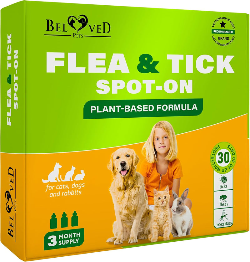 Beloved Pets Flea & Tick Spot-On Drops for Dogs and Cats - Topical Drops, 3 Supply Pack