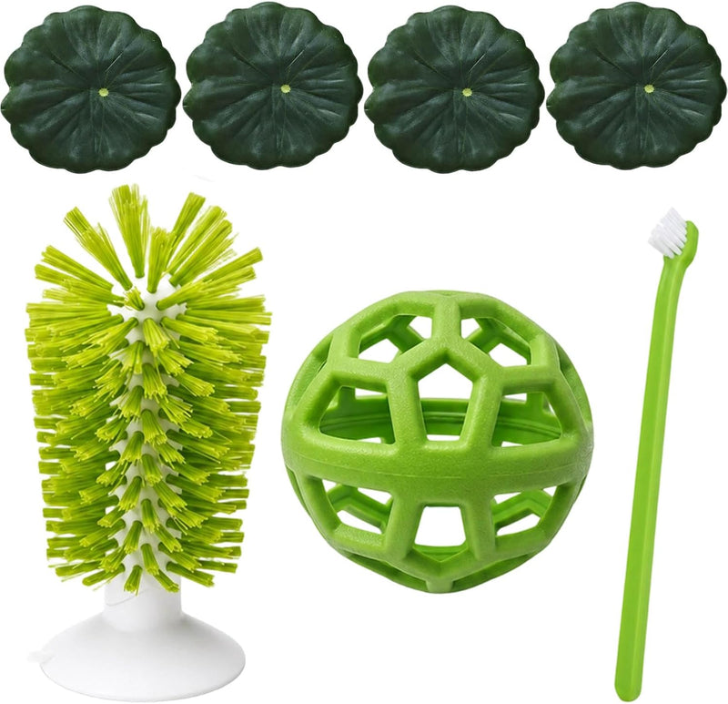 7PCS Turtle Brush Set with Suction Cup, Turtle Tank Enrichment Tools for Aquatic Habitats, Feeding Stimulation and Shell