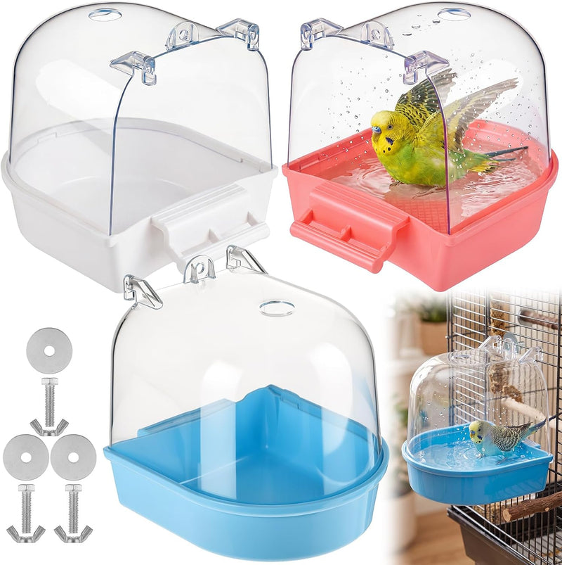 Honeydak 3 Pcs Bird Bath for Cage Parakeet Bath Hanging Box