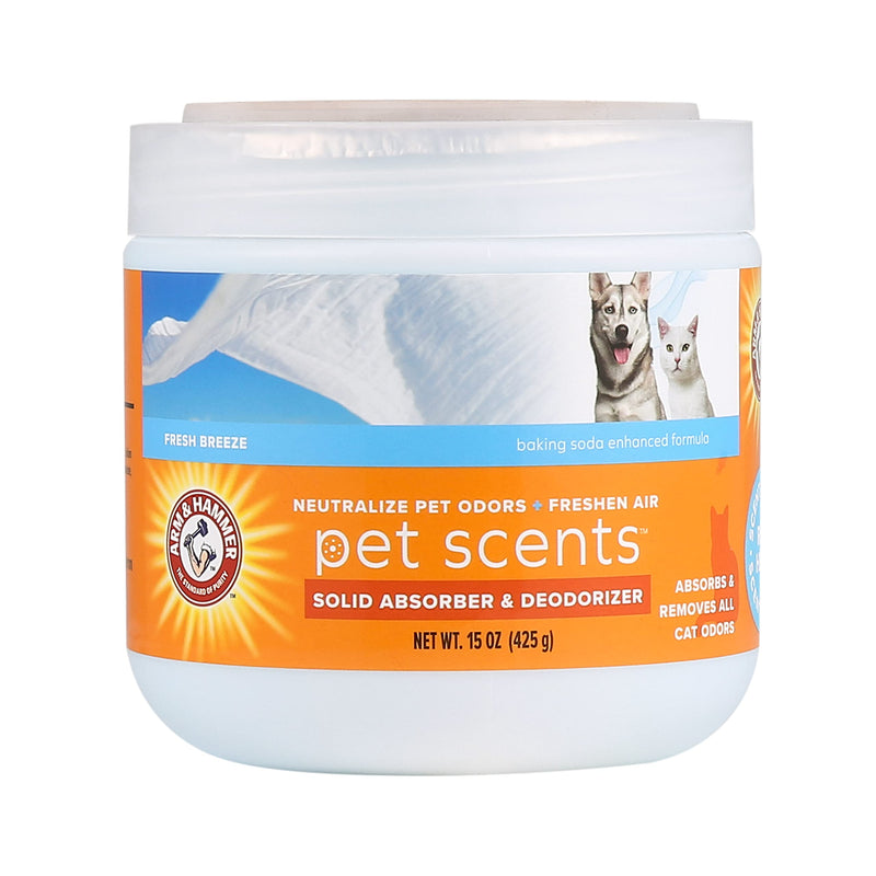 Arm & Hammer Pet Scents Gel Odor Eliminator, Baking Soda Deodorizer for Pet Rooms, Litter Box Areas, and Indoor Spaces, Long-Lasting Solid Gel Format, Fresh Breeze Scent, 15 Oz