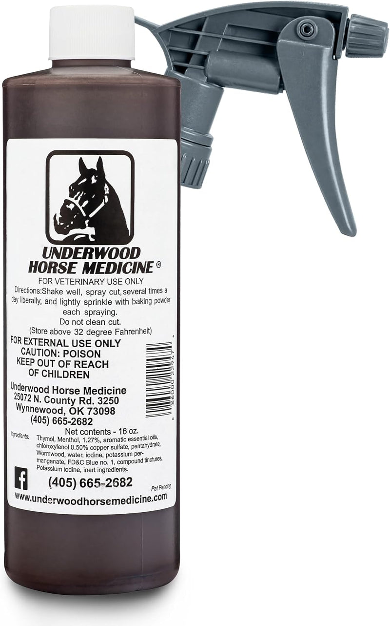 Horse Wound Spray Refill Bottle with Trigger, 16 oz, No-Sting Wound Care