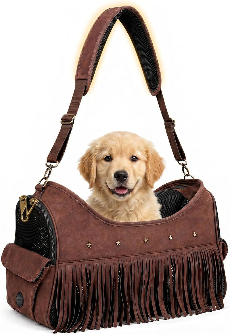 Vintage Pet Carrier Purse for Small Dogs and Cats, Cat Carrier Bag with Upgraded Zipper and Adjustable Shoulder Strap, B