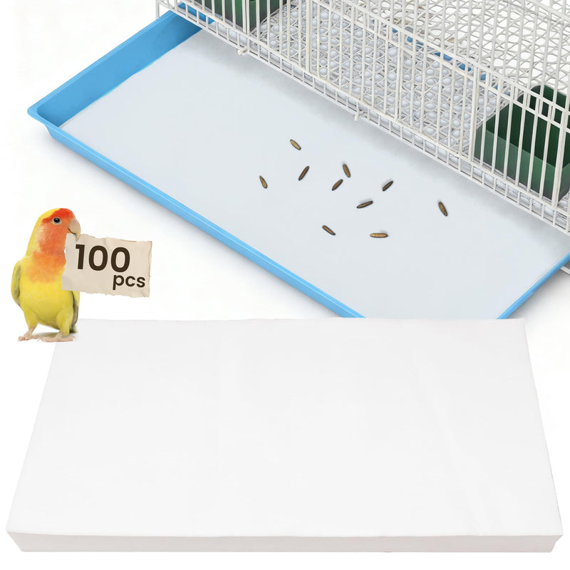 BREENHILL 23.6x16.9in Bird Cage Liners - 100 Sheets Pre-Cut Disposable Cage Tray Liners, High Absorbent Non-Woven Pads for Parrots, Cockatiels and Small Animals