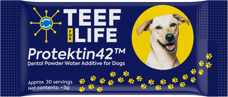 TEEF FOR LIFE Refill Packets Protektin42 Prebiotic Dental Powder for Dogs, Plant-derived, clinically-Proven Formula Naturally Fights Bad Breath, Plaque, and Tartar, 1 Packet with 30 Servings