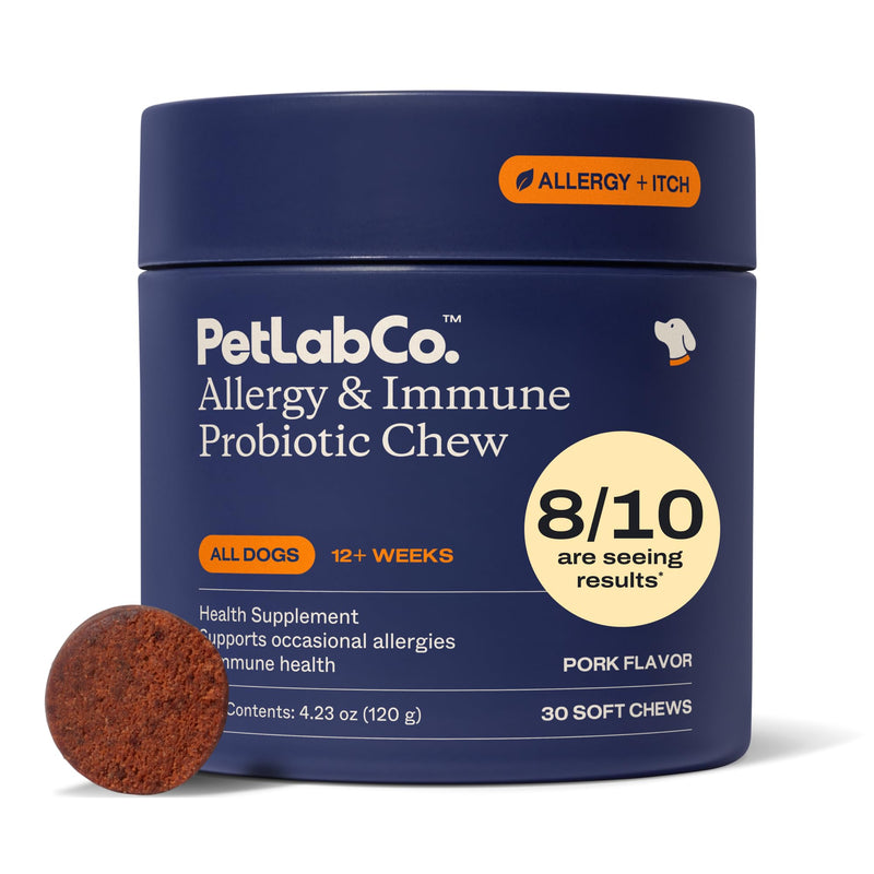PetLab Co. Allergy & Immune Probiotics for Dogs, Support Seasonal Allergies, Gut & Digestive Health - Pork Flavor - 30 Soft Chews - Packaging May Vary