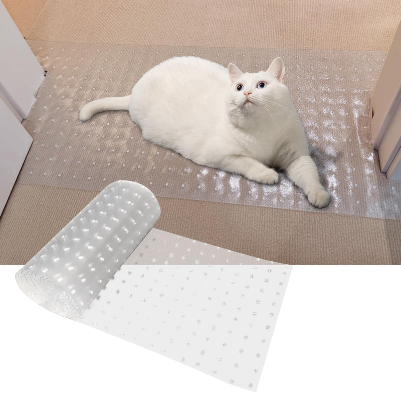 THAMIAO Carpet Protector for cat Dog Anti Scratch Under Door Cat Scratch Protector Mat from Scratching Easy to Cut Non Slip Plastic Carpet Scratch Stopper Cat Scratch Guard Carpet 3.6FT(Clear, 1pcs)