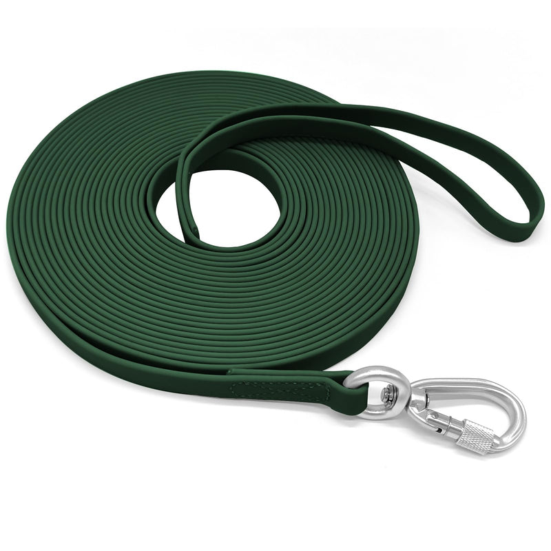 ZALER Long Dog Leash Waterproof Training Leashes 50ft 30ft 20ft 15ft 10ft 6ft, Odor Proof Recall Long Line Lead with Aviation Aluminum Carabiner Clip for Small, Medium, Large Dogs(20FT, Forest Green)
