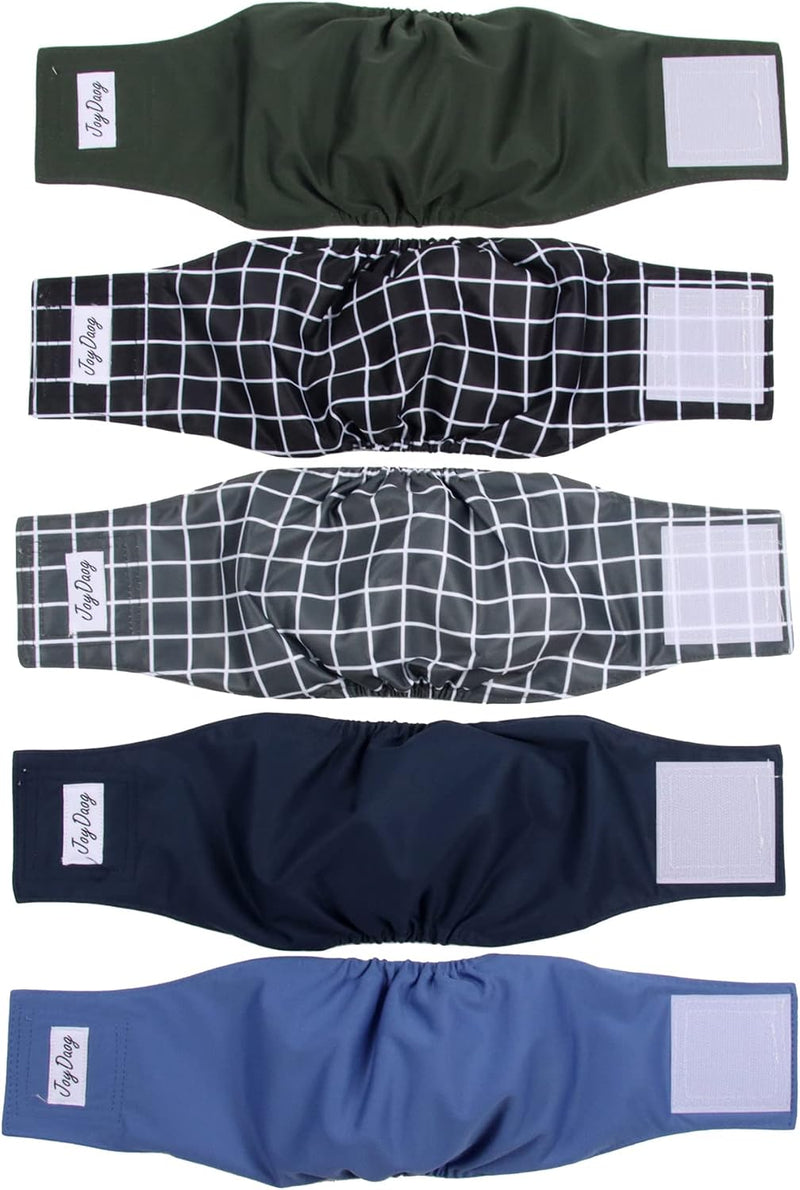 JoyDaog 5 Pack Washable Male Dog Diapers,Reusable Small Dog Belly Bands,M