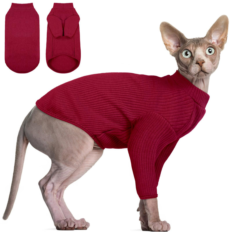 DENTRUN Sphynx Hairless Cats Shirt Pullover Kitten T-Shirts, Breathable Cat Wear Turtleneck Sweater Adorable Cat's Clothes Vest Pajamas Jumpsuit