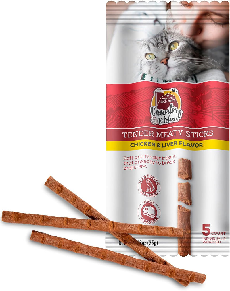 Country Kitchen, Chicken & Liver Tender Cat Meaty Sticks, 0.88 oz, 5 Ct