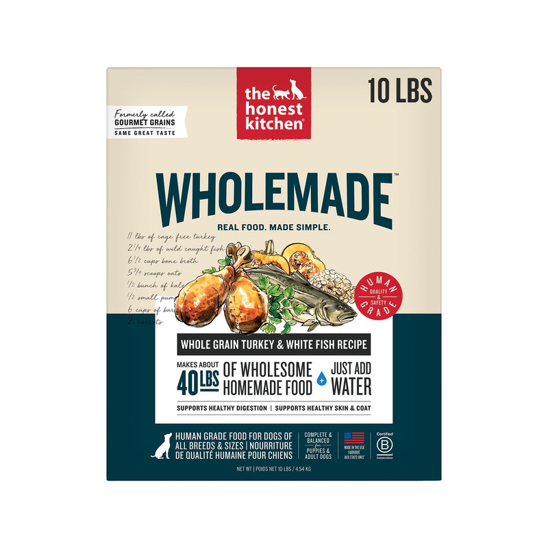 The Honest Kitchen Human Grade Wholemade Dehydrated Whole Grain Dog Food, Whole Grain Turkey and White Fish, 10lbs