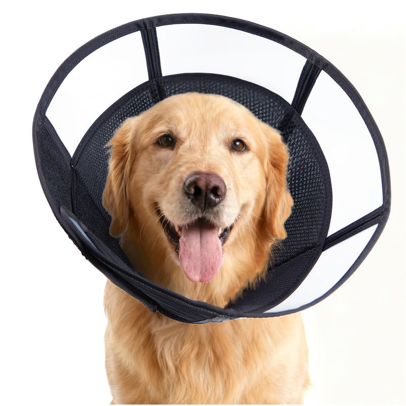 Soft Dog Cone, Stop Licking Deep Pet Recovery Collar After Surgery for Large Medium Dogs, Clear Plastic Breathable Elizabethan Head Neck Circle, Adjustable Comfortable Cones 25cm /10