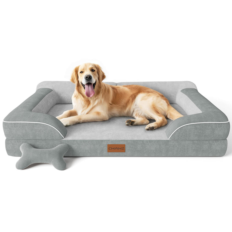 CWAWZ Extra Large Dog Bed, Orthopedic Dog Bed with Cooling Gel Memory Foam, Waterproof XL Pet Bed with Removable Washable Cover, 42